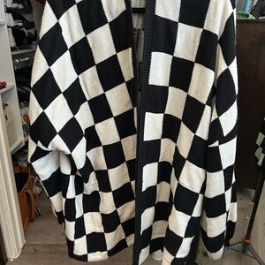 Black and White Checkered Cardigan